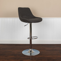 Flash Furniture CH-182050X000-BKFAB-GG Contemporary Black Fabric Adjustable Height Barstool with Chrome Base
